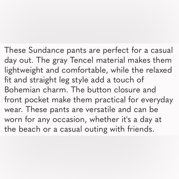 Sundance Pants Woman’s Size 8 Gray Casual Pants - Picture 7 of 7